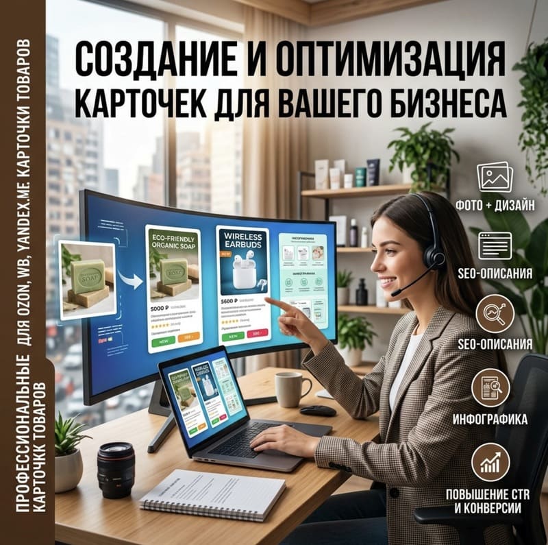 Создам и доработаю карточки товаров для Wildberries, Ozon и Яндекс Маркета