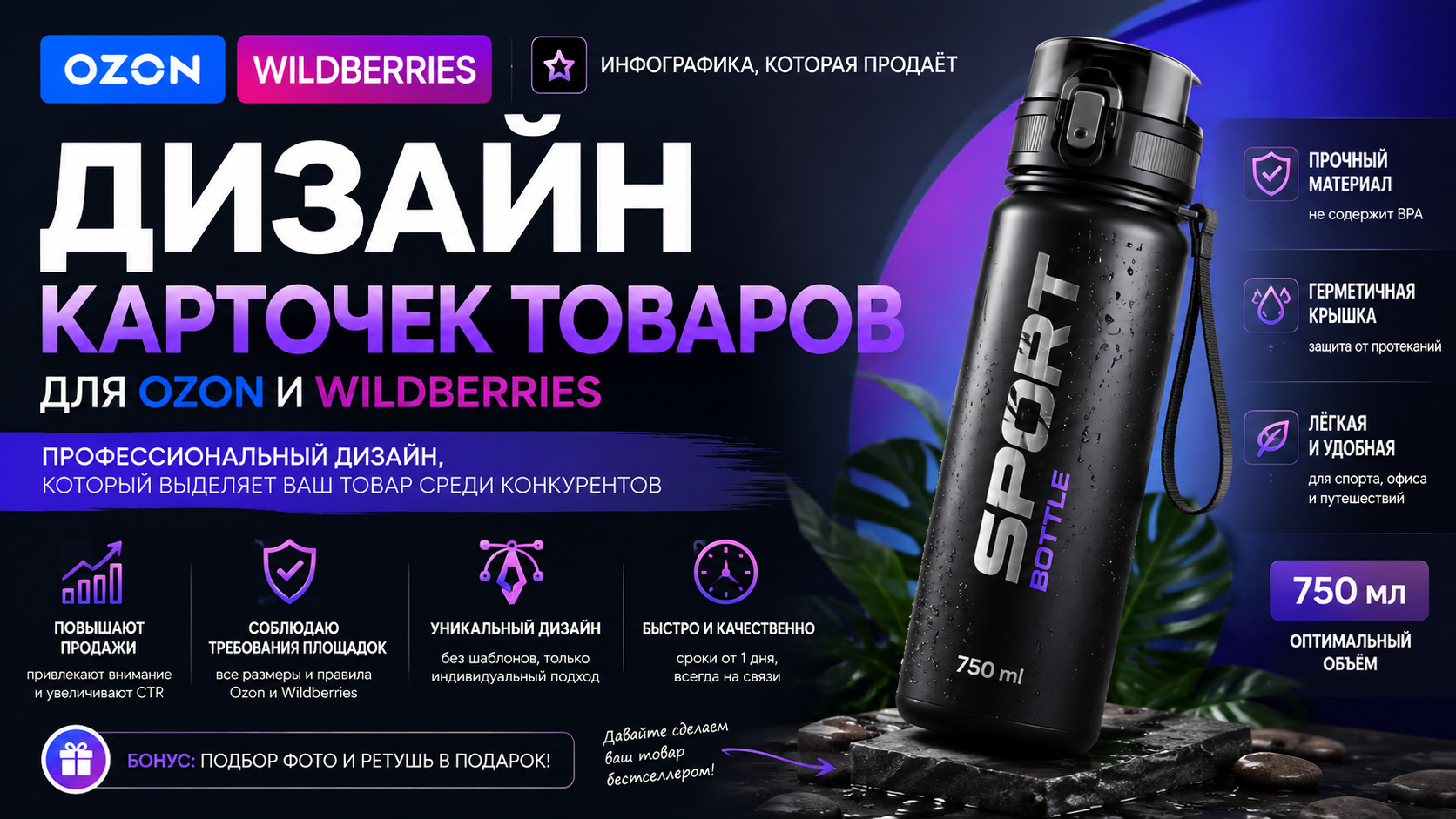 Создам инфографику и карточку товара для Ozon и Wildberries