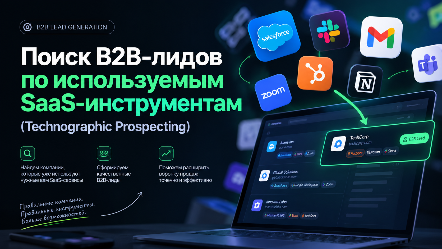 Поиск B2B-лидов по технографике SaaS-решений (Technographic Prospecting)