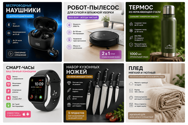 Создам дизайнерские карточки товаров для маркетплейсов быстро и качественно