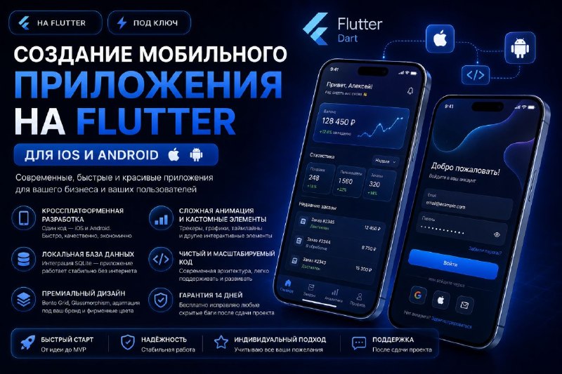 Разработаю мобильное приложение на Flutter для iOS и Android под ключ