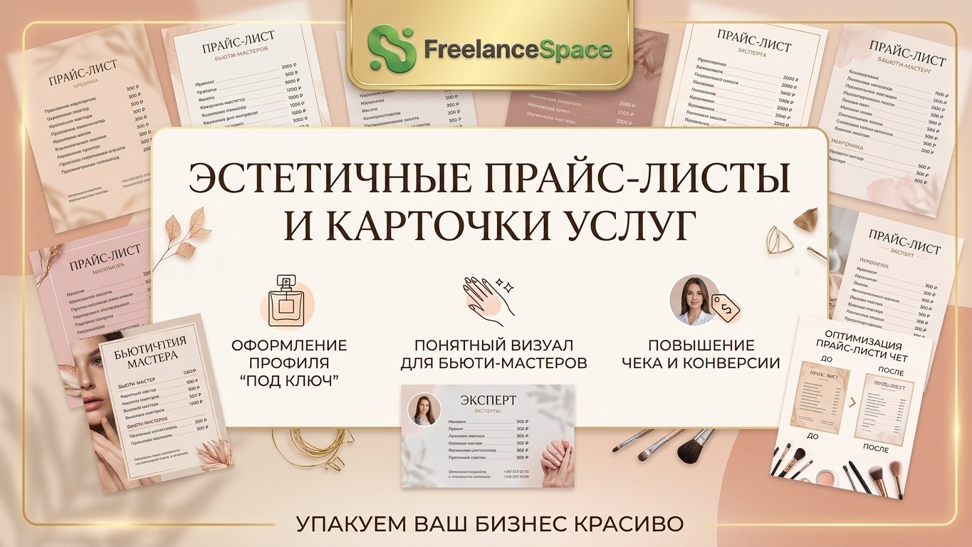 Создам эстетичный прайс-лист и карточки услуг для вашего профиля
