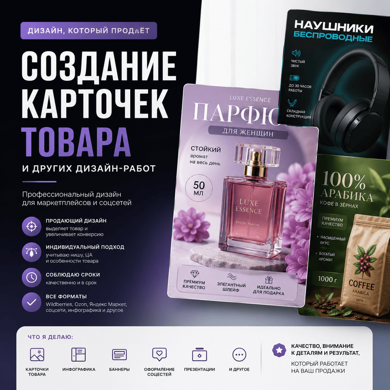 Создам карточки товаров и визуальный контент для маркетплейсов