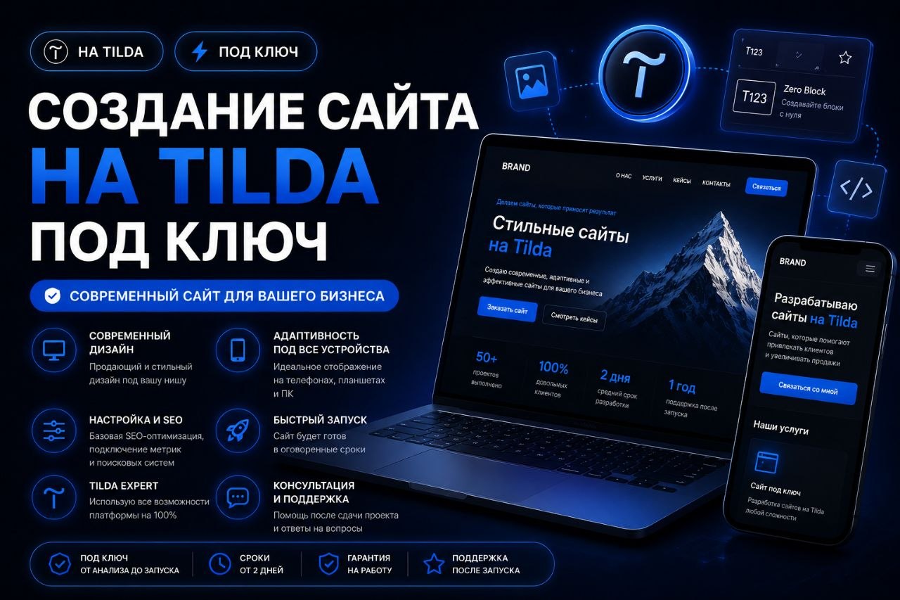 Создам продающий сайт на Tilda или Landing Page под ключ
