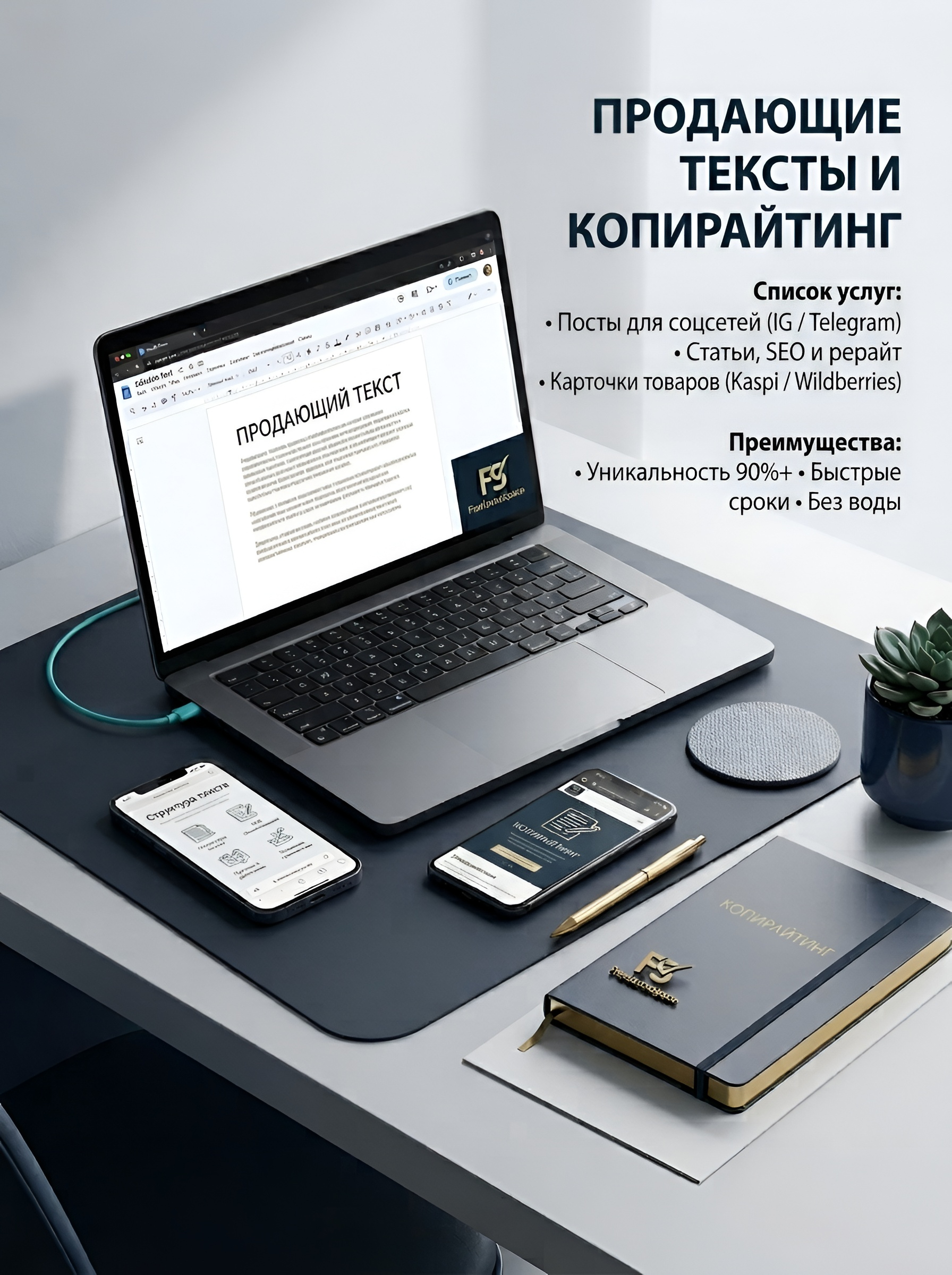 Копирайтинг и рерайт карточек товаров для маркетплейсов Wildberries/Kaspi