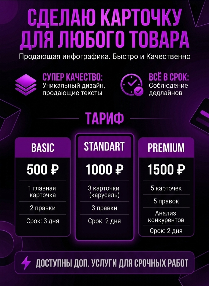 Создам дизайн карточек товаров для Wildberries и Ozon под ключ
