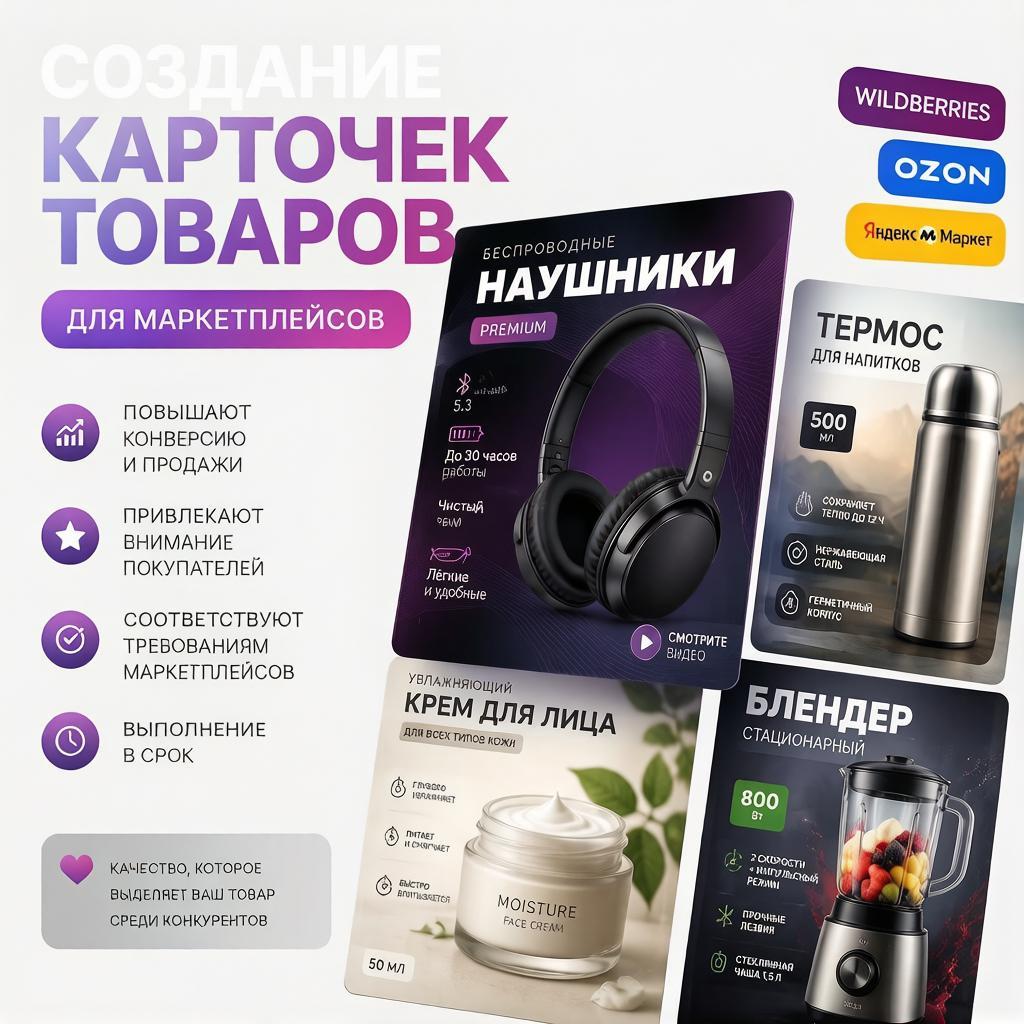 создам карточку товара для маркетплейсов под ключ