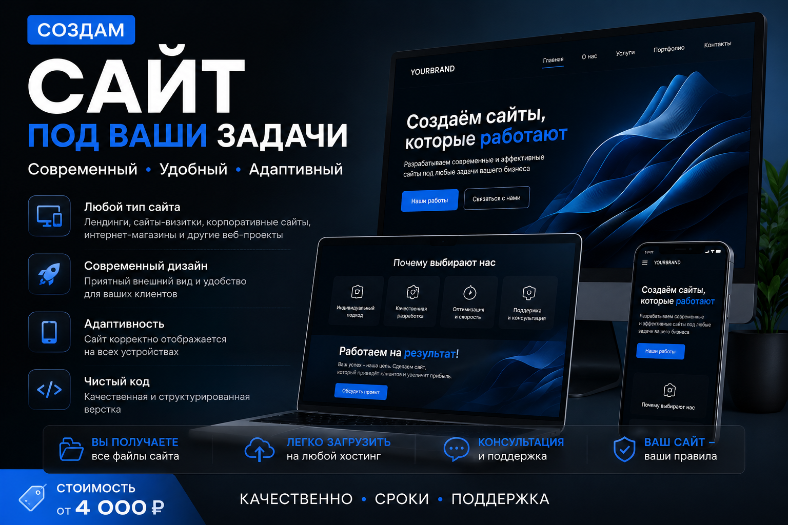 Разработаю стильный сайт для вашей фирмы под любые цели