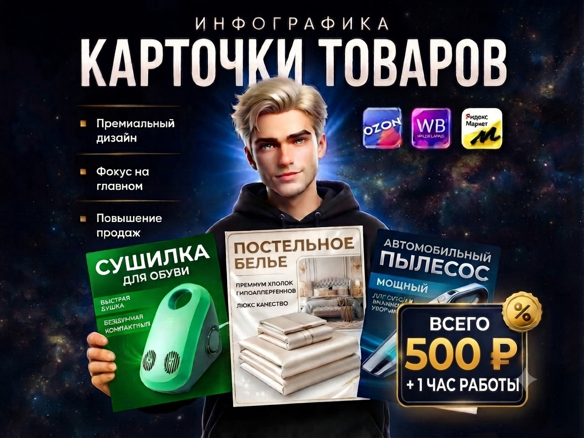 Создам AI-карточки товаров для маркетплейсов с грамотным текстом