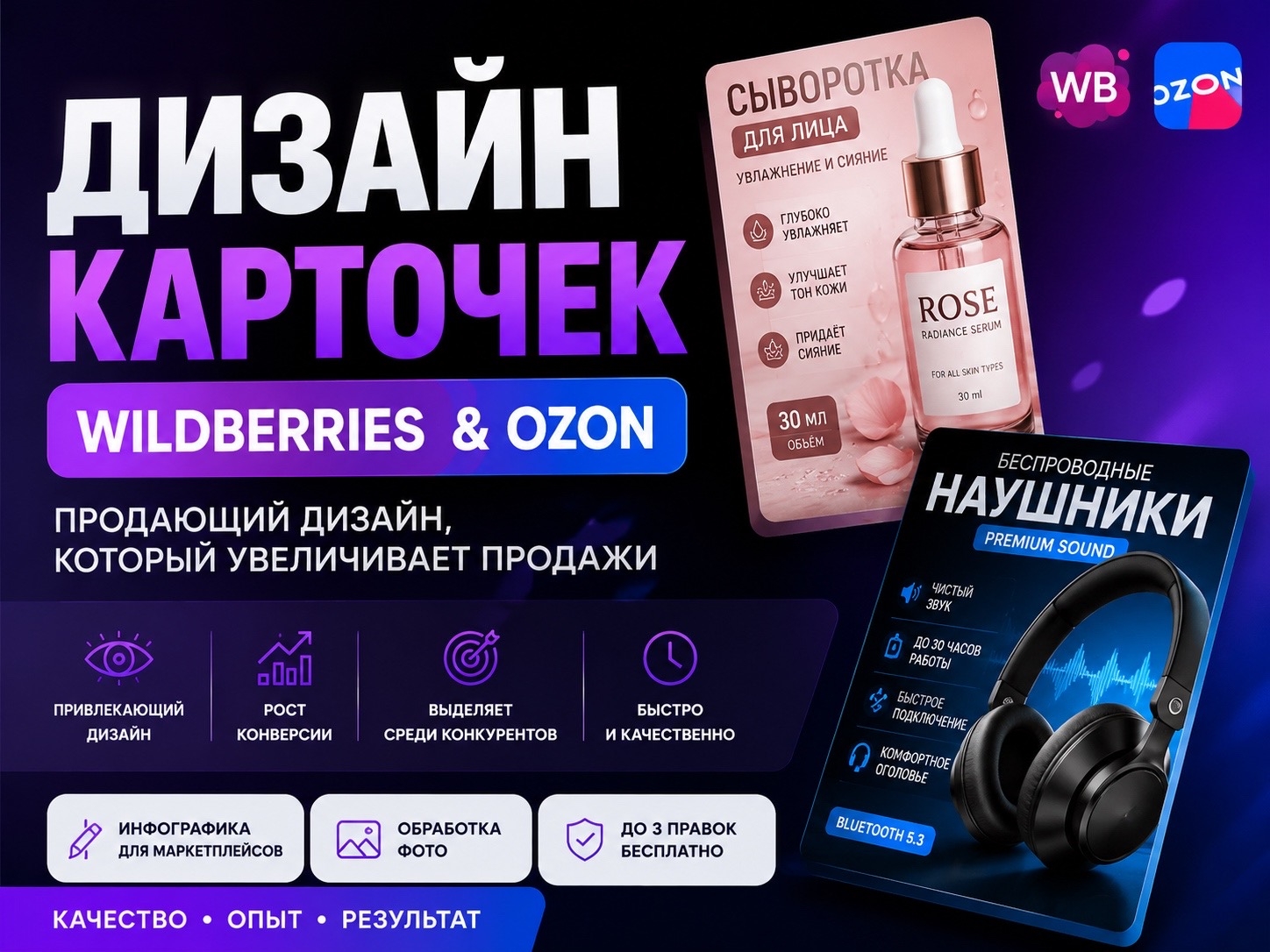 Дизайн карточки товара для Wildberries и Ozon