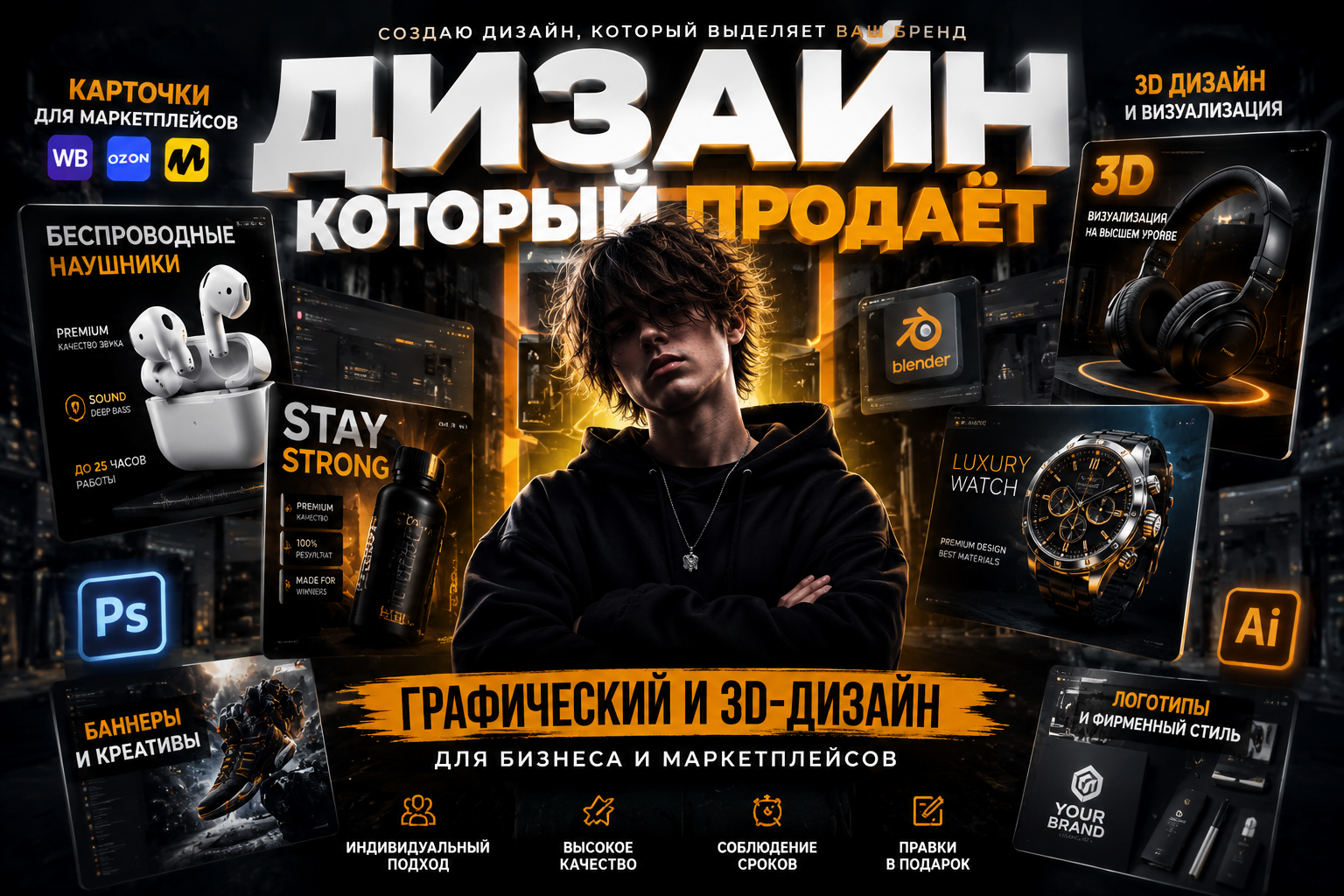Создам графический и 3D-дизайн…