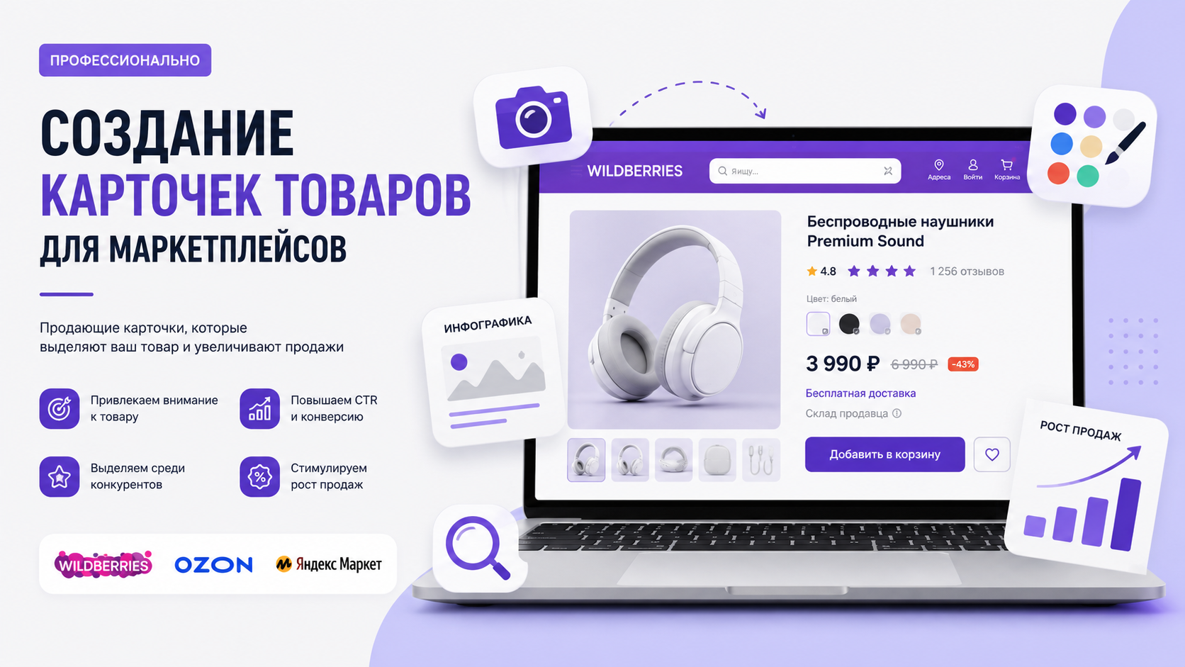 Создам уникальные карточки товаров с помощью нейросетей для маркетплейсов