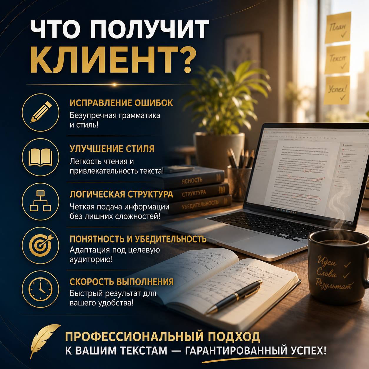 Отредактирую текст: исправлю ошибки, улучшу стиль и логику