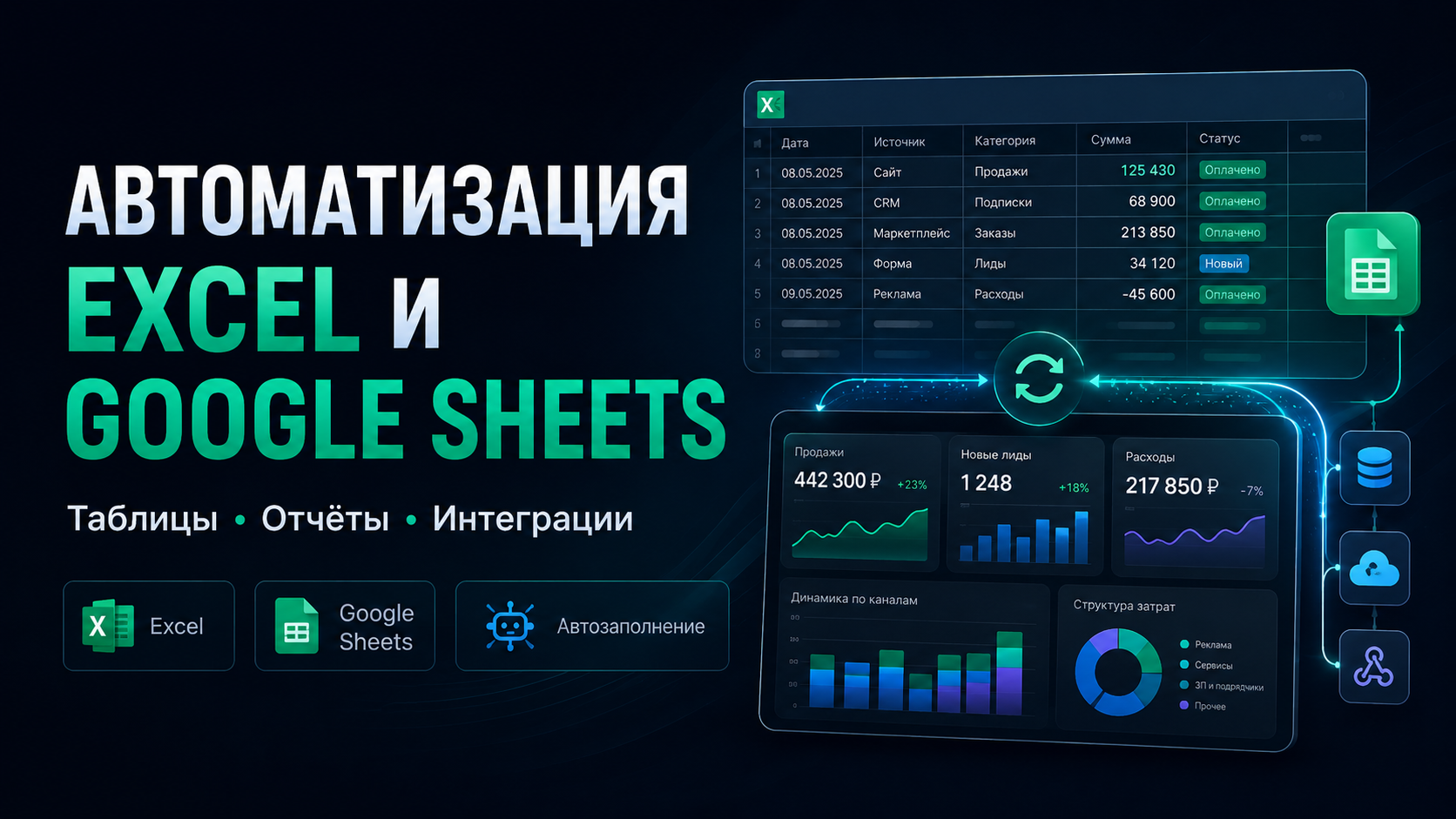 Автоматизация Excel и Google Sheets: сбор данных, отчёты и интеграции