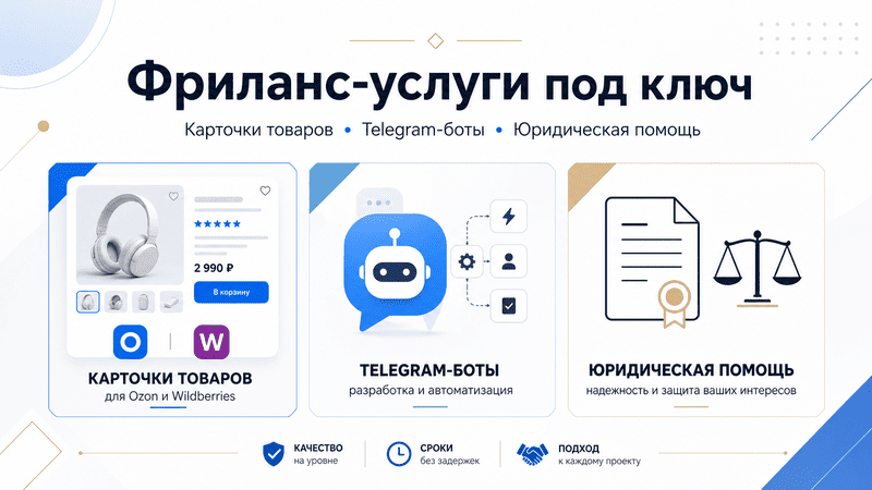 Разработаю комплексные digital-решения: карточки товаров, Telegram-боты, аналитика и аудит