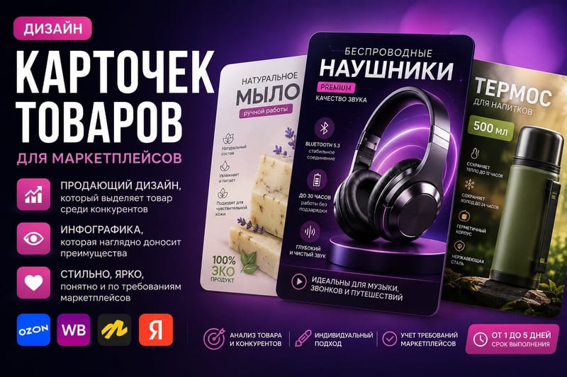 Создам продающий дизайн карточки товара для маркетплейса