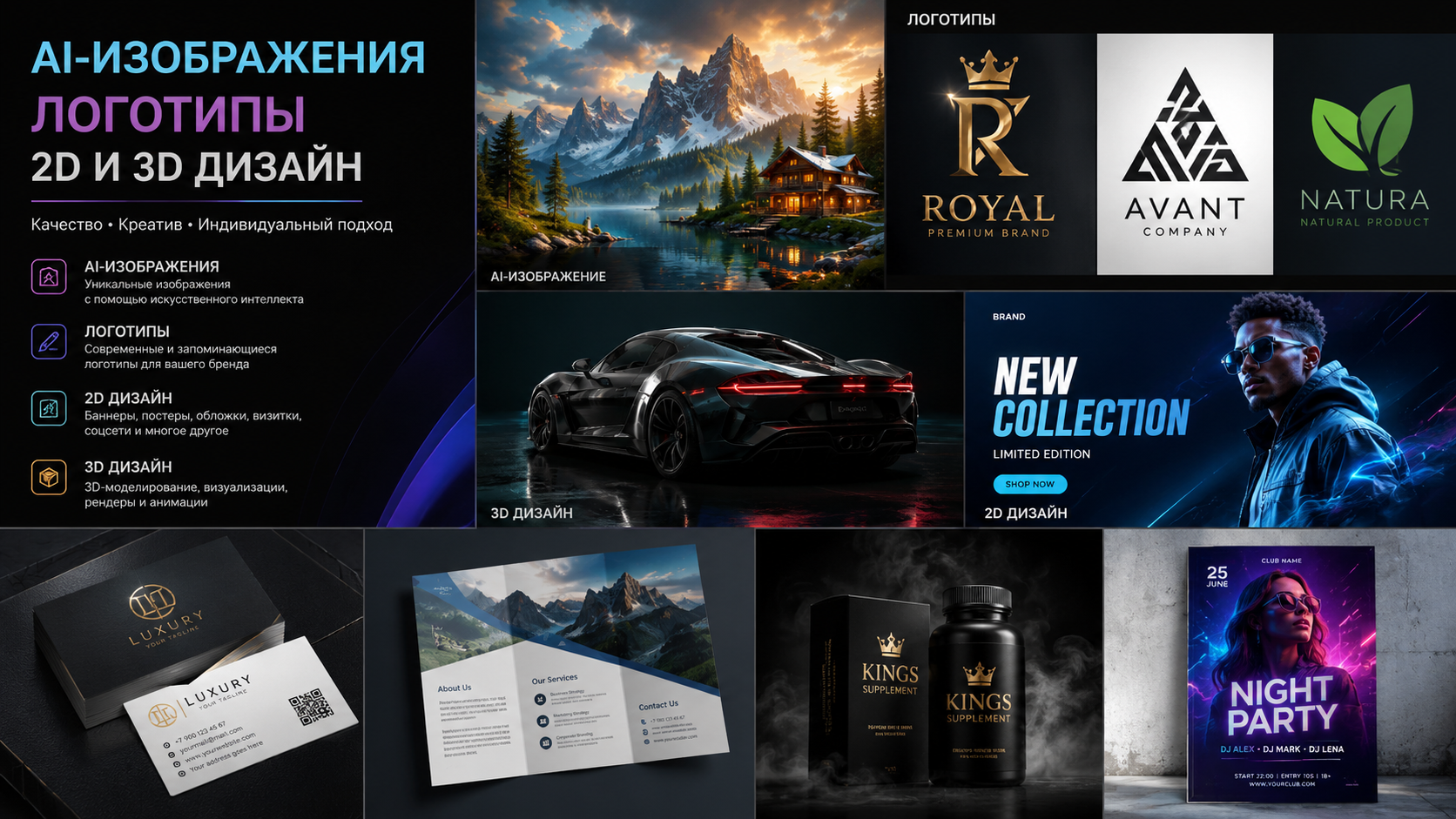 Превращу вашу идею в AI-арт, логотип или 3D-дизайн