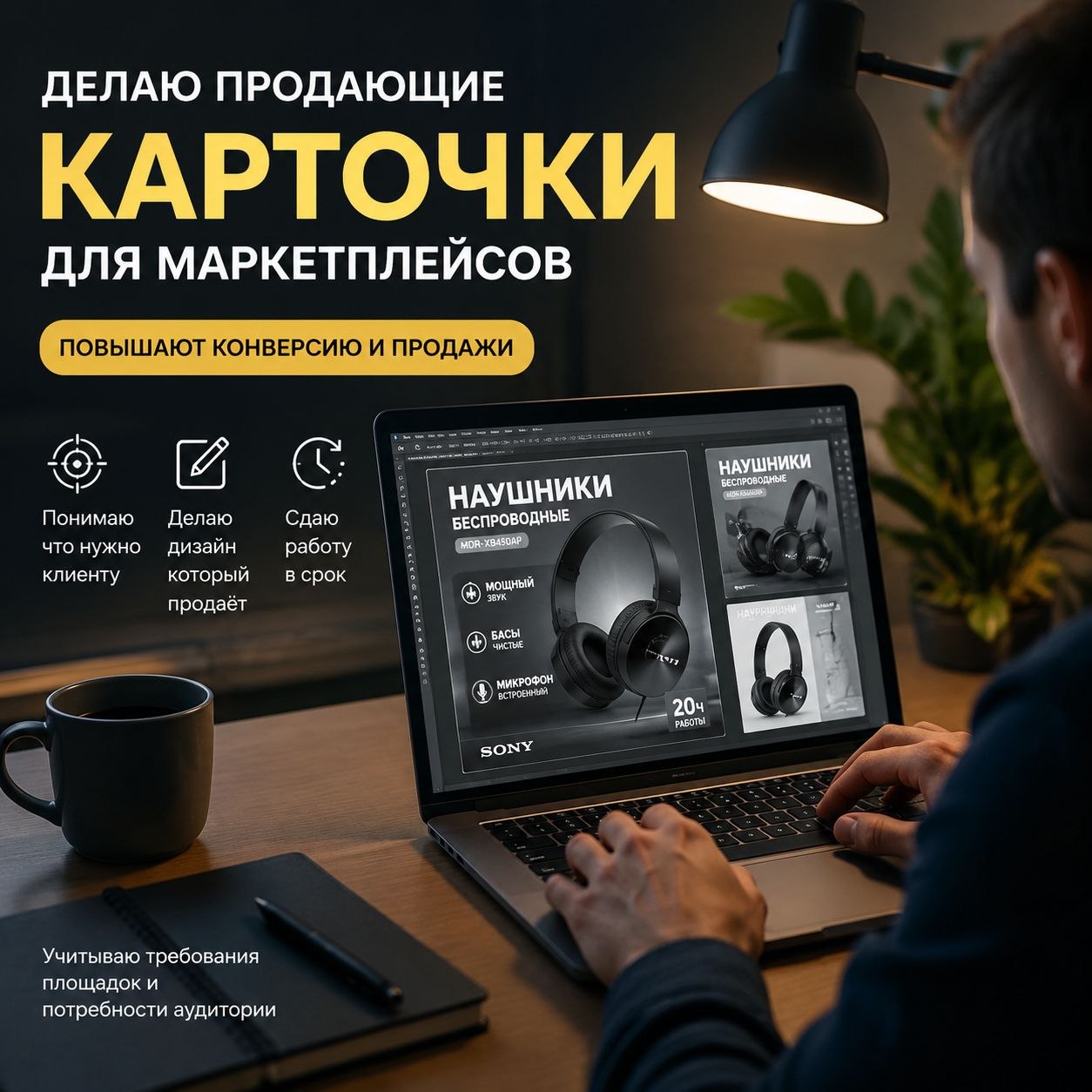 Создам продающий дизайн карточек товаров для маркетплейсов
