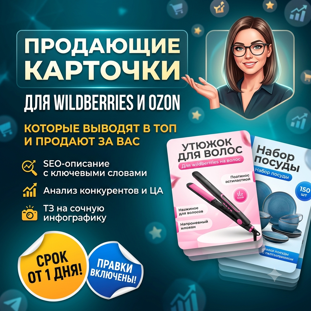 Создам продающие карточки товаров для маркетплейсов