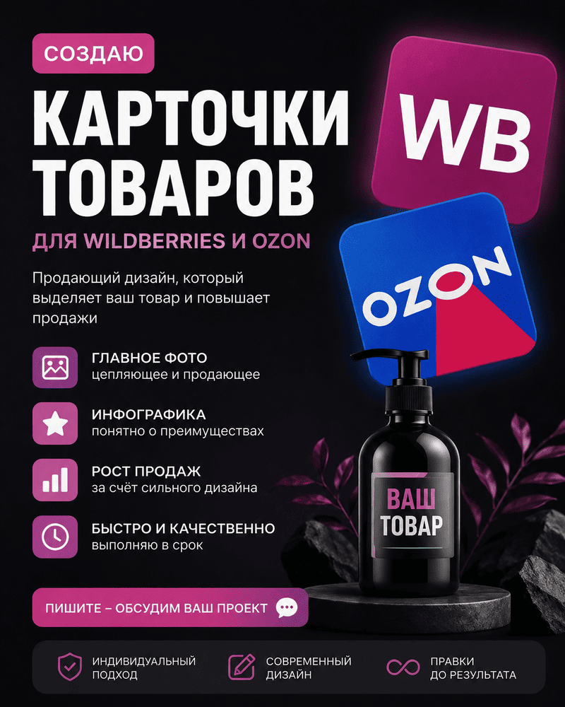 Создам качественные карточки товаров для Wildberries и Ozon