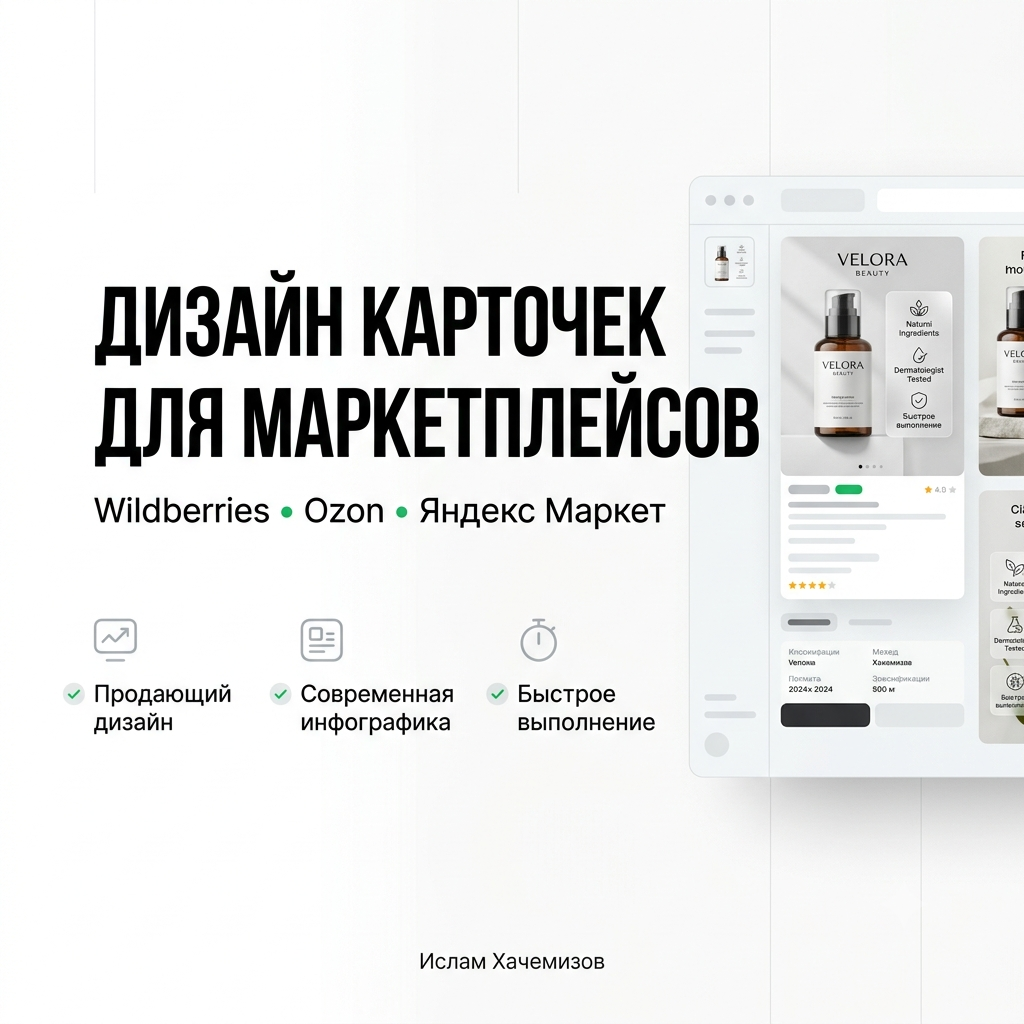 Создам современный дизайн карточек товаров для маркетплейсов