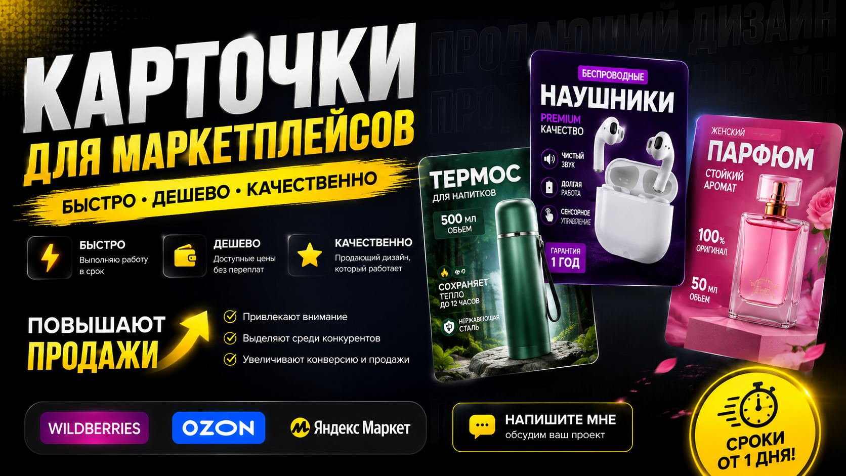 Дизайн карточек товаров для маркетплейсов