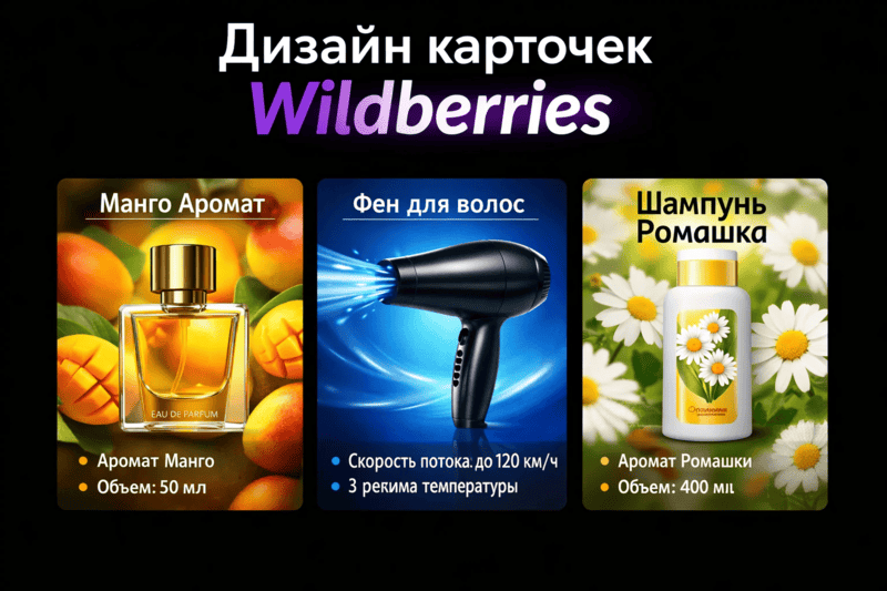 Продающий дизайн карточек товаров для Wildberries и Ozon