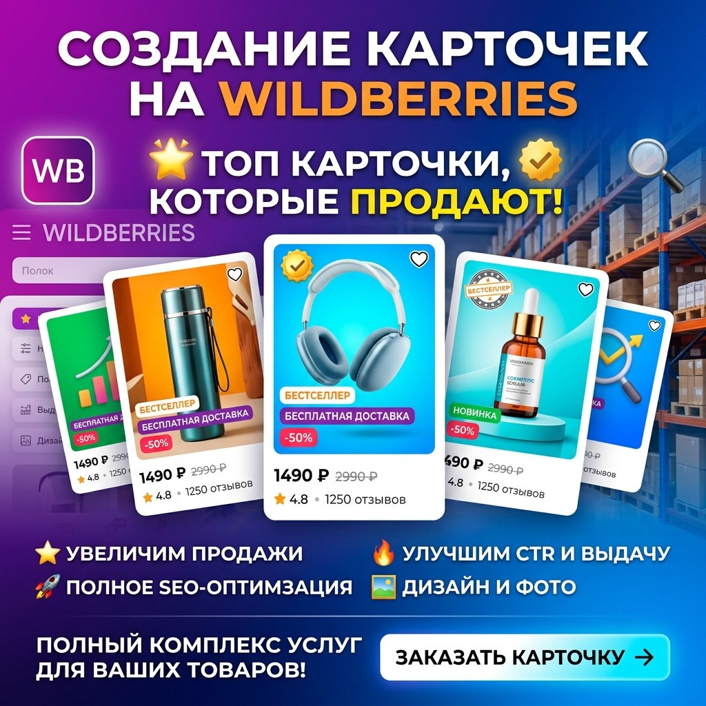 Создам и отредактирую карточки товаров для Wildberries за 1-2 часа