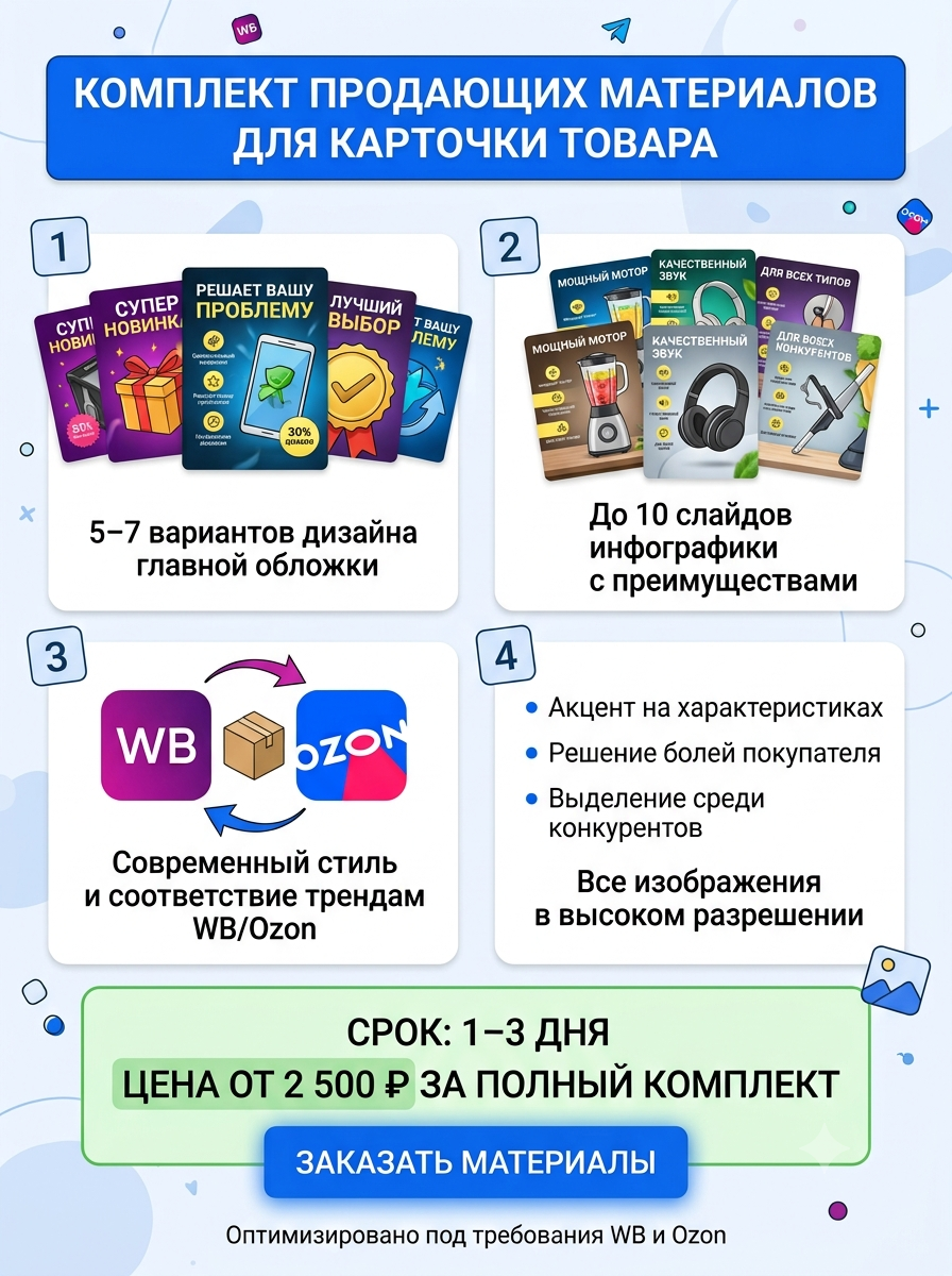 Дизайн карточек товаров для Wildberries и Ozon