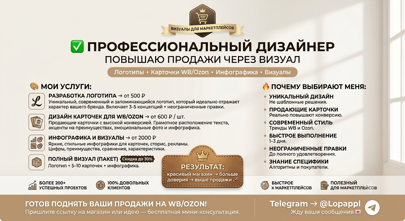 Создам качественные и красивые карточки товаров для OZON и Wildberries