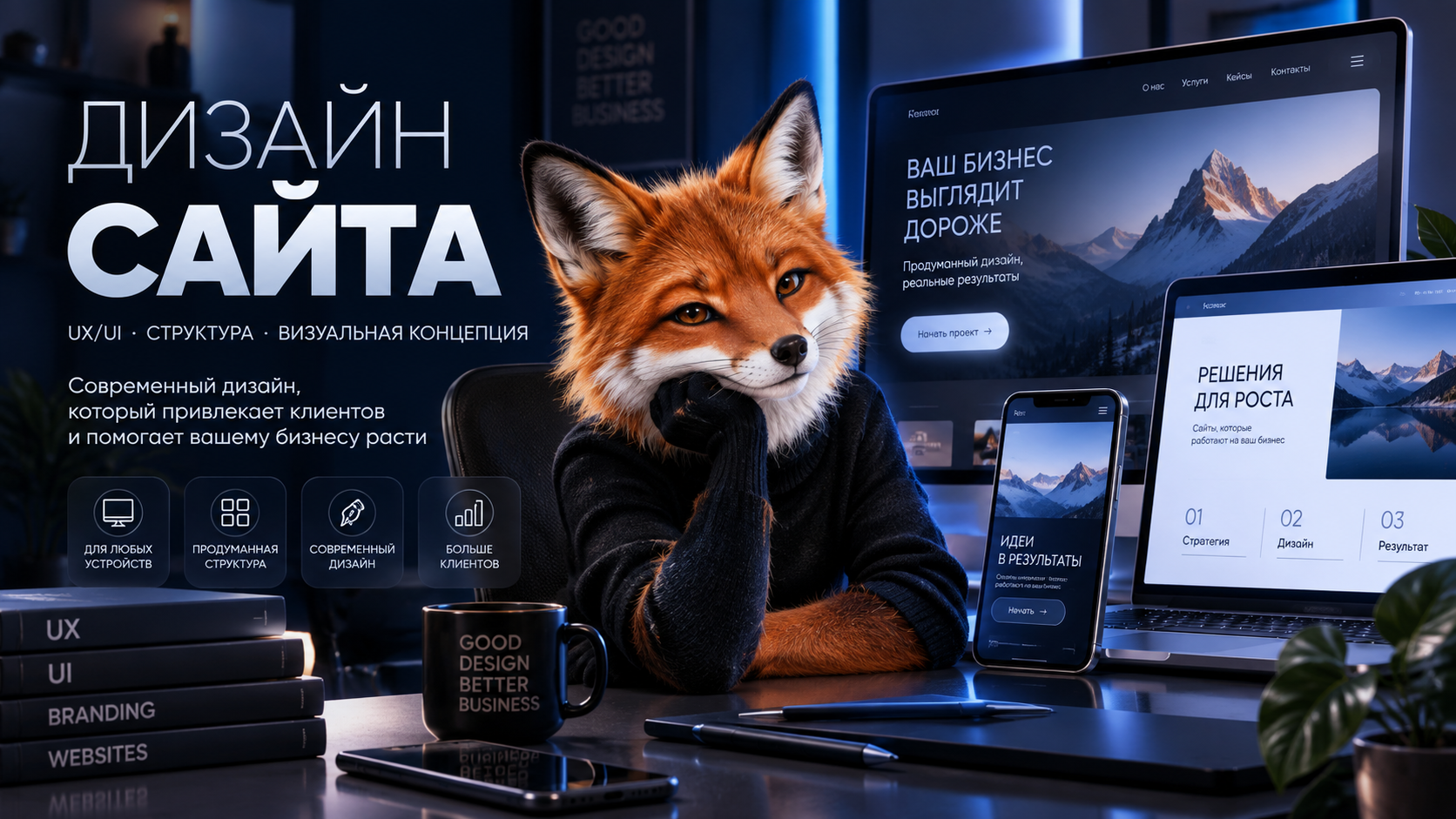 Дизайн сайта под ключ: UX/UI и визуальная концепция