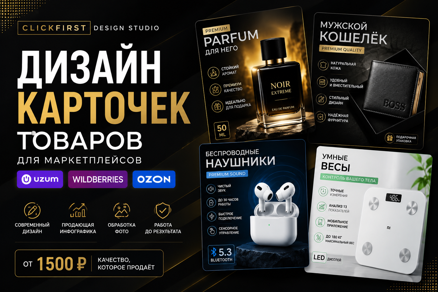 Дизайн карточки товара с инфографикой для маркетплейсов