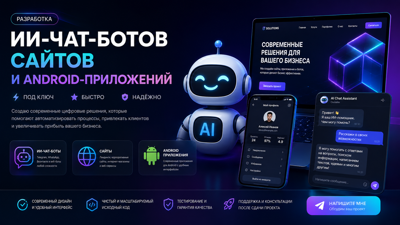 Создам AI-чат-бота и Android-приложение под ключ