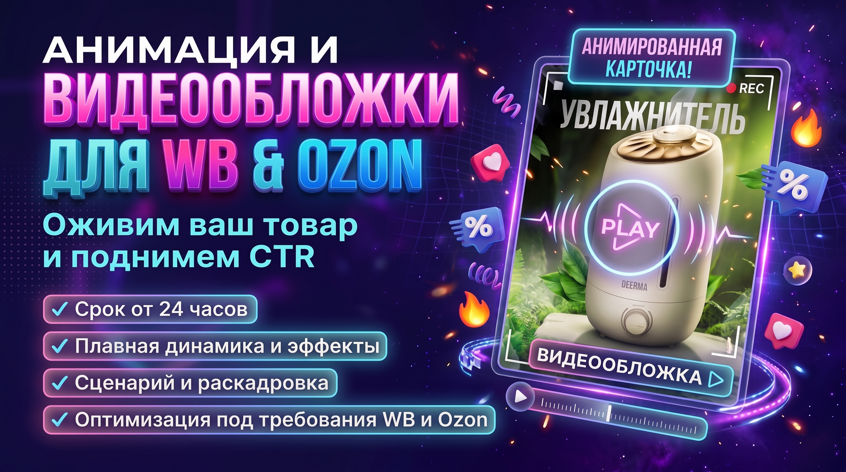 Анимация карточек и видеообложк…