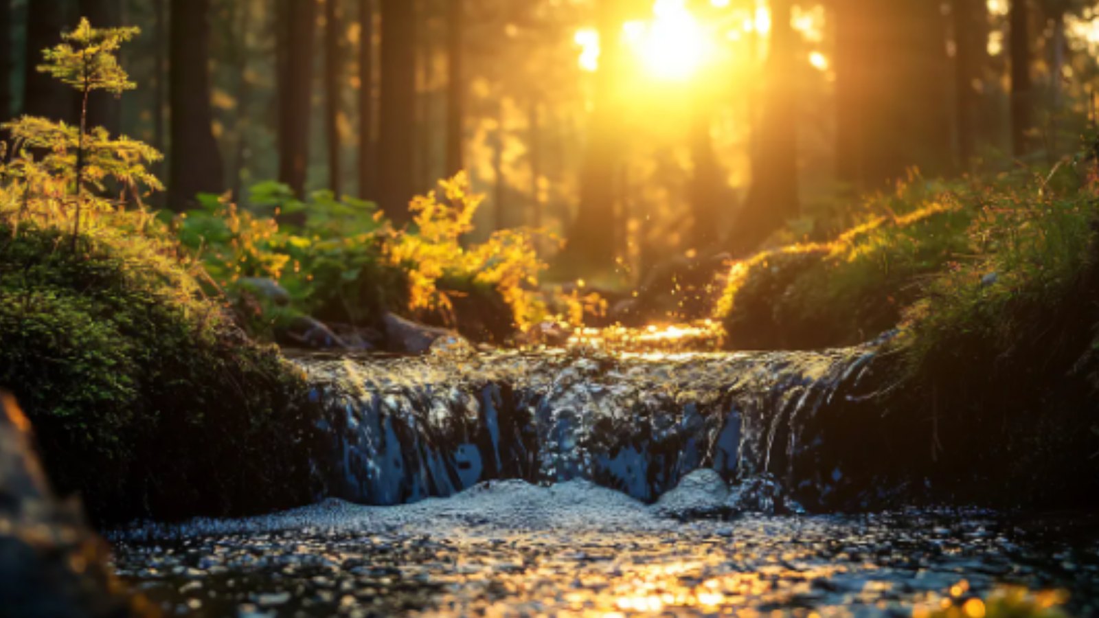 Красивый лес,солнце вода и природа вот она моя свобода.
